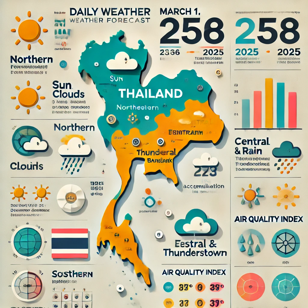 พยากรณ์อากาศประจำวันที่ 1 มีนาคม 2568