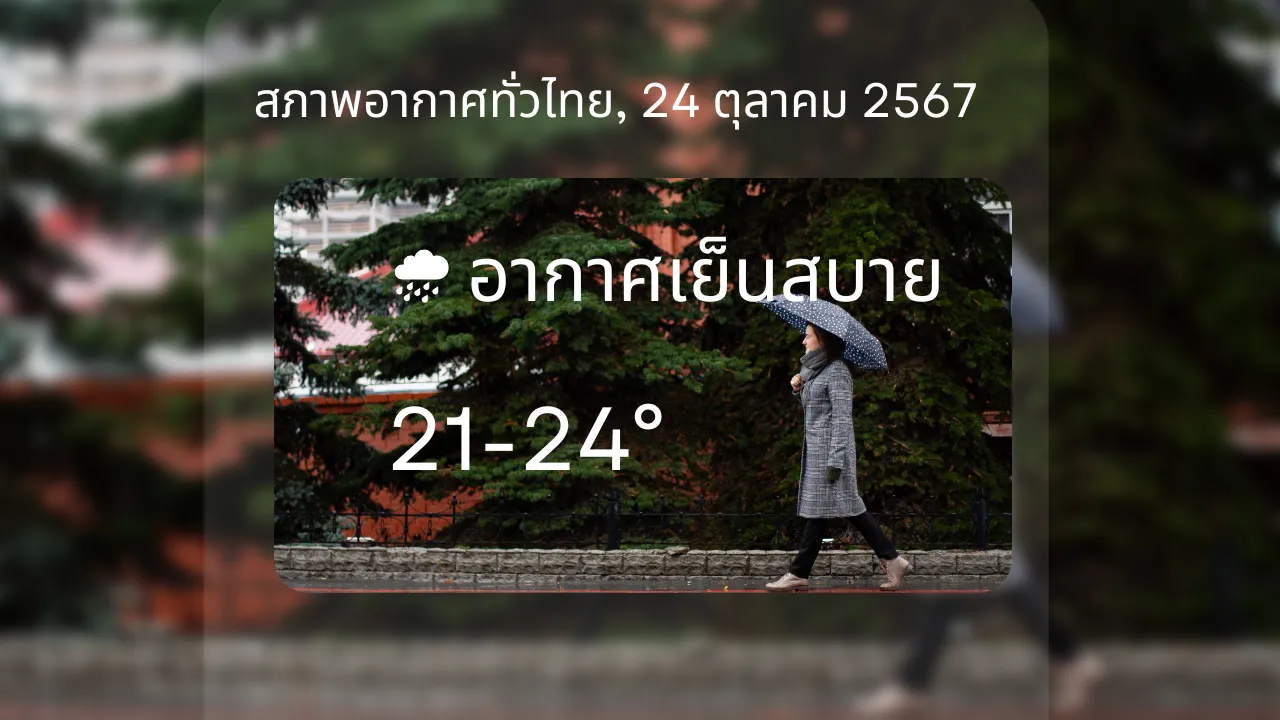 สภาพอากาศทั่วไทย 24/102567 อากาศเย็นตอนเช้า ฝนฟ้าคะนองกระจายบางพื้นที่